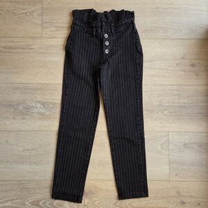 Free People Black Pinstripe Trousers, sz 0